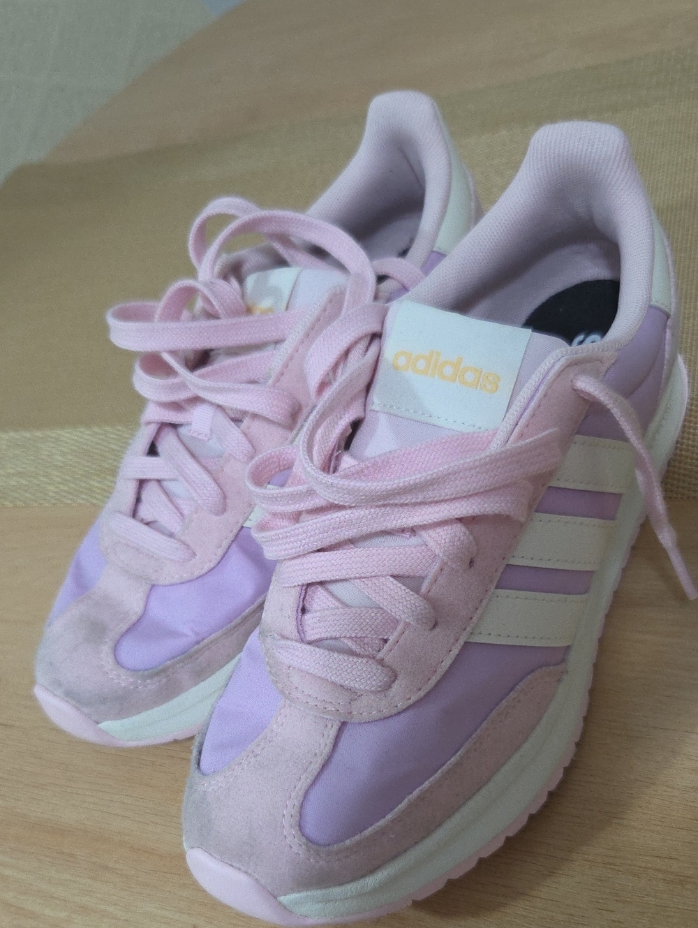 adidas Women’s Gorgeous Pastel Pink/ lavender  Lace-Up Retro Sneakers